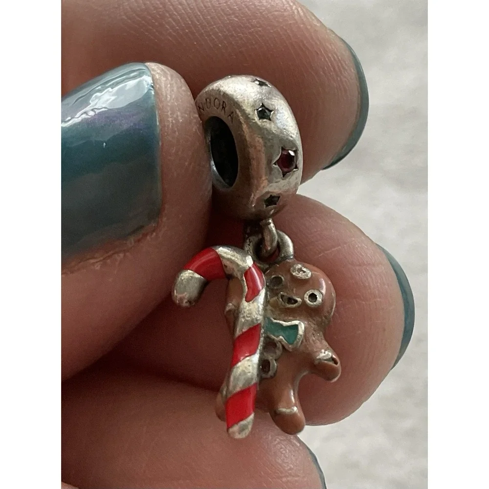 Pandora Gingerbread Man Dangle Charm ALE 925 Sterling Silver Enamel - Picture 4 of 5